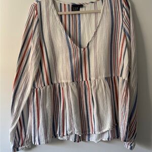 GAP Women's Multicolor Striped Peplum Blouse